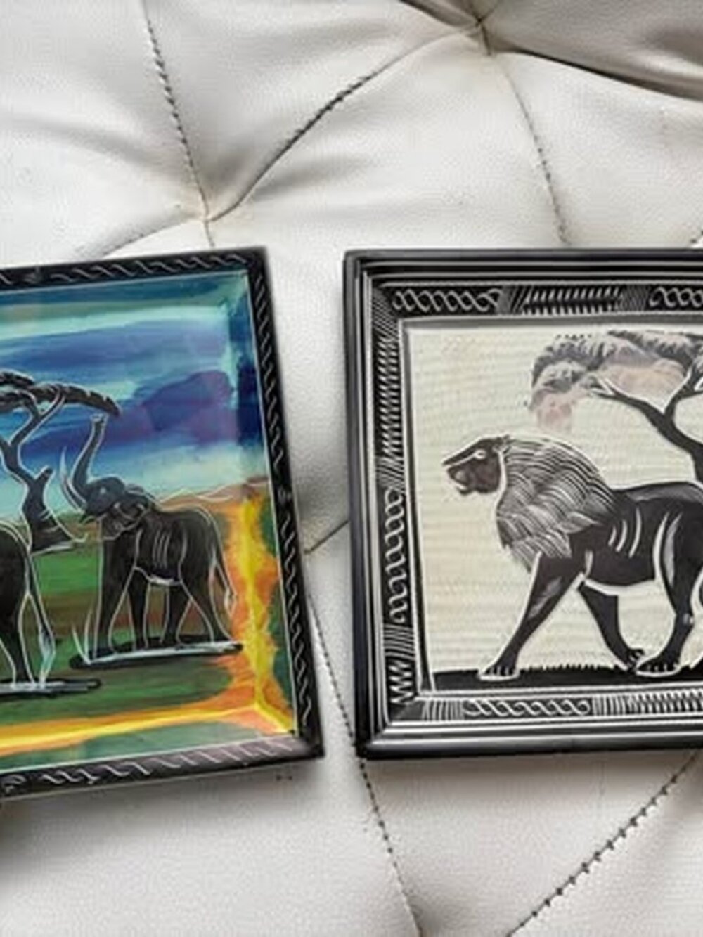 Hand-Carved African Soapstone Decorative Plates - Set of 2